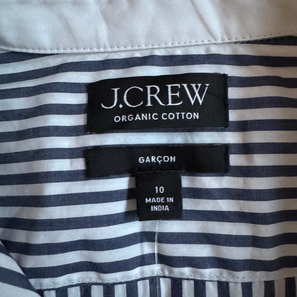 J.Crew Cropped Dark Evening Striped Garçon Shirt Size 10 NEW Womens Preppy NWT - Picture 10 of 14
